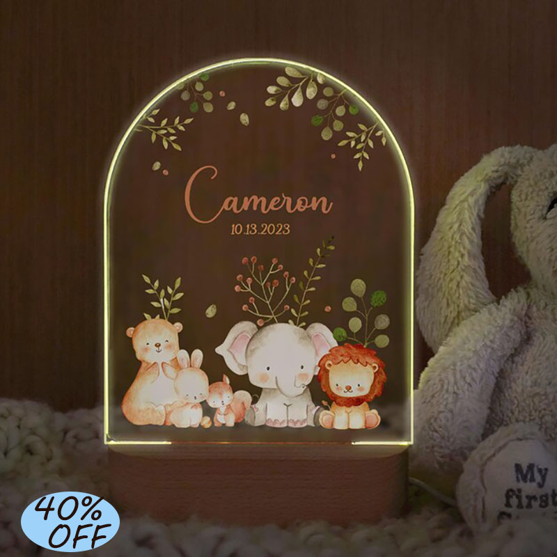 Baby Nursery Light - Nom personnalisé bébé veilleuse personnalisé dessin