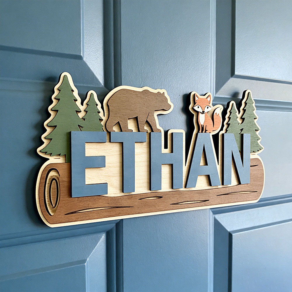 Baby Nursery In - Plaque en bois personnalisée avec nom,