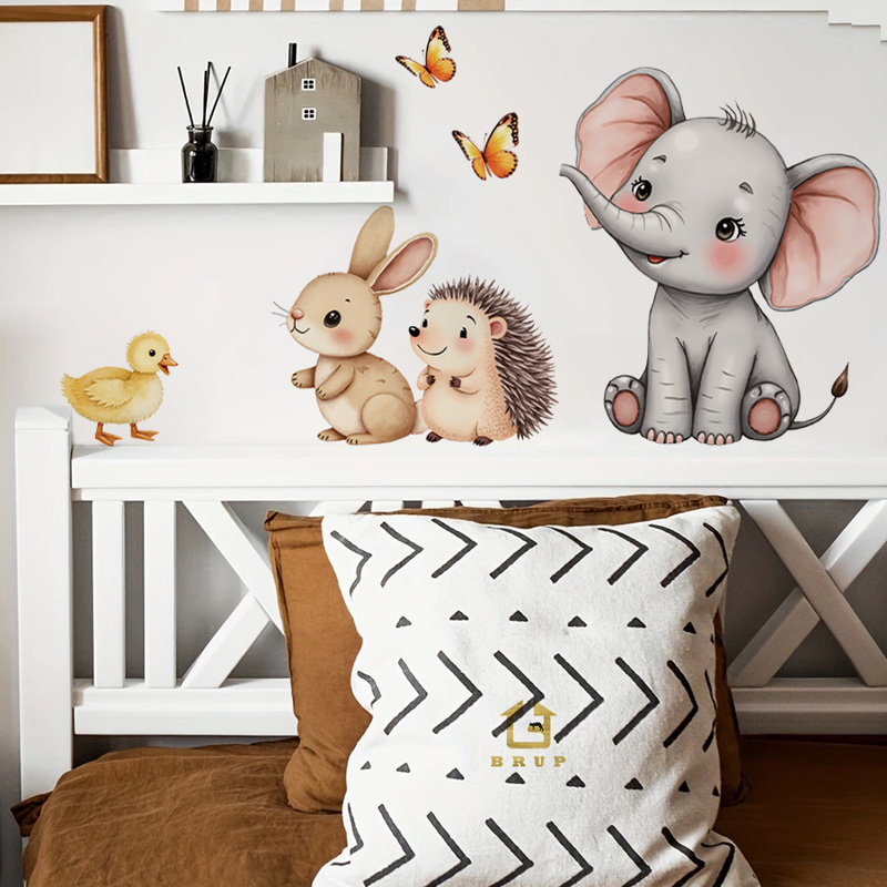 Wall Decal Nursery - Autocollant mural d'animal de dessin animé,