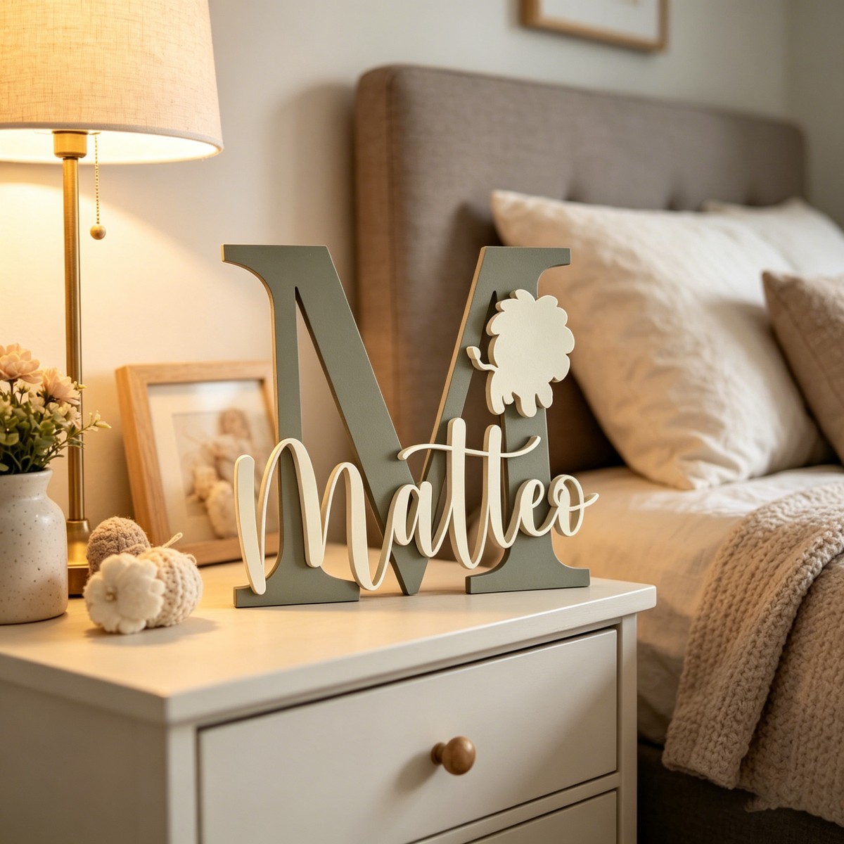 Baby Nursery Wall Decor - 1 plaque nominative en bois personnalisée