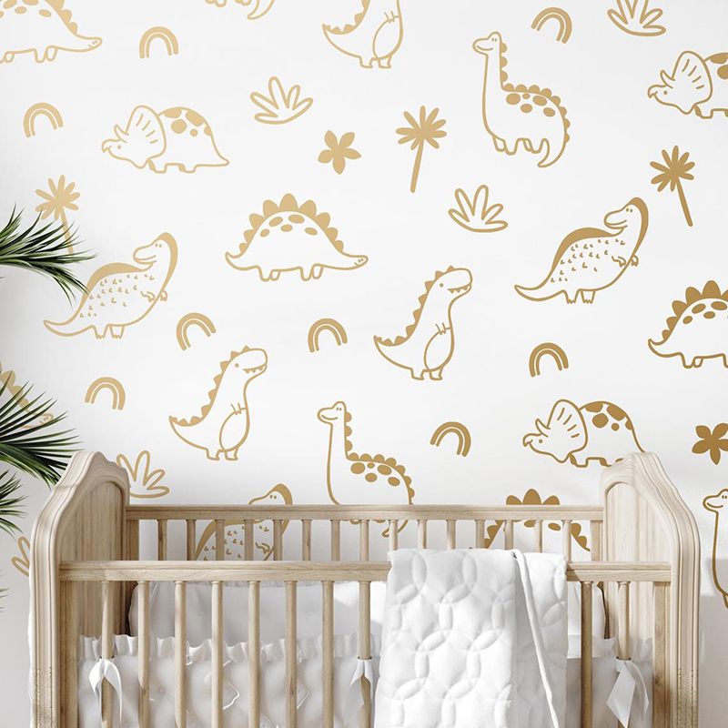 Baby Nursery Package - Autocollant Mural Géométrique Dinosaure Arbre Arc-en-Ciel,