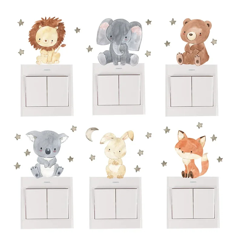 Wall Decal Nursery - Autocollants muraux animaux de dessin animé,