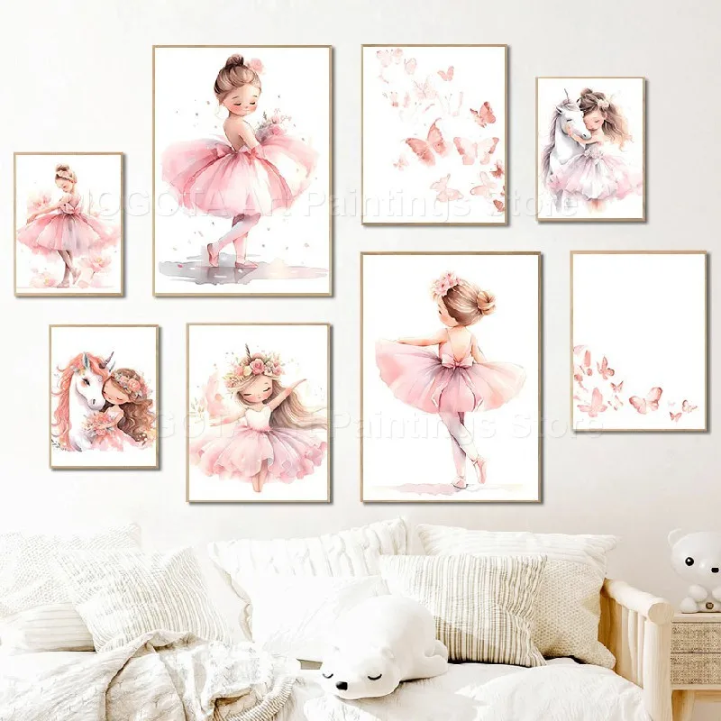 Baby Unicorn Nursery - 1 pièce - Tableau sur toile