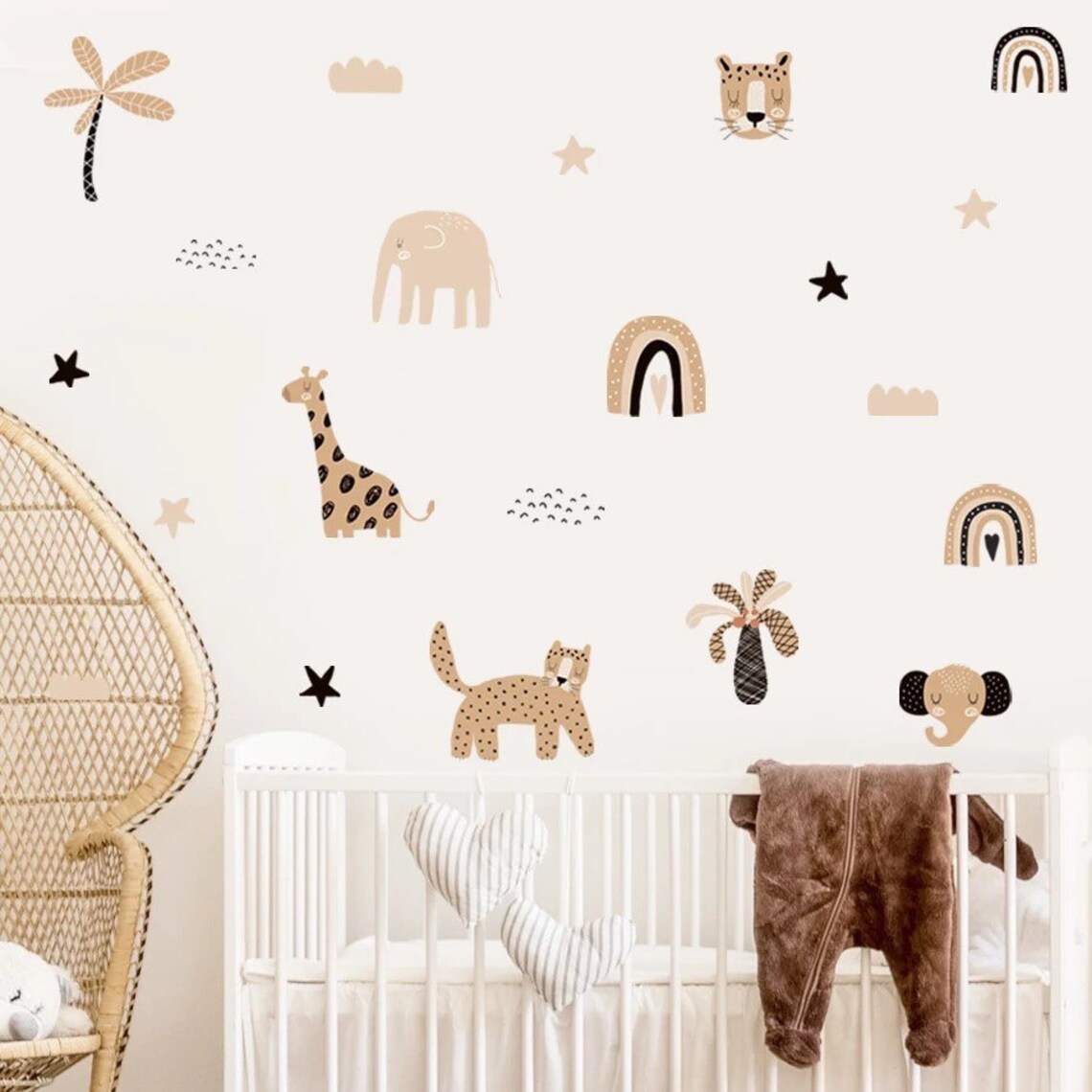 Baby Nursery Decor Girl - Autocollants Muraux Bohème Arc-en-ciel Cartoon Étoiles