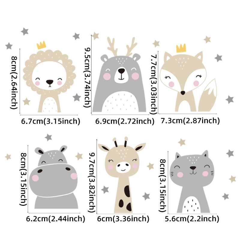 6 autocollants animaux joyeux  - Wall Decal Nursery avis et prix